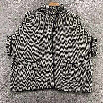 Steve Madden Cape 披肩毛衣女式均码黑色白色短袖针织 — 第 1/4 张图片