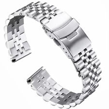 Silver Solid Stainless Steel Watch Strap 18 20 22 24mm Unisex Metal Bracelet