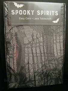 BENSON MILLS SPOOKY SPIRITS BLACK LACE TABLECLOTH 60" x 84" RECTANGLE BRAND NEW! - Picture 1 of 4