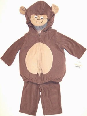 全新带标签 Carter's Infant's Plush Fleece Monkey 万圣节服装,6-9 Mos。 — 第 1/4 张图片
