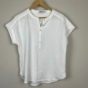 Faherty Dream Cotton Gauze Desmond Button Top XS Navy Blue Drop Shoulder - Picture 1 of 6