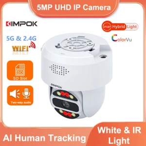 Cámara PT de seguridad PoE WiFi de 5 MP 5G + 2,4 G AI seguimiento humano audio bidireccional luz doble - Imagen 1 de 17