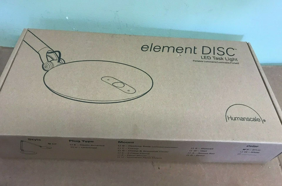 Humanscale Element Disc LED Light - SILVER,  Only With SLAT WALL MOUNT BASE - Image 1 of 4