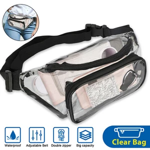 Waterproof Clear Waist Bag Transparent Zip Fanny Pouch Adjustable Strap Outdoor - Picture 1 of 9