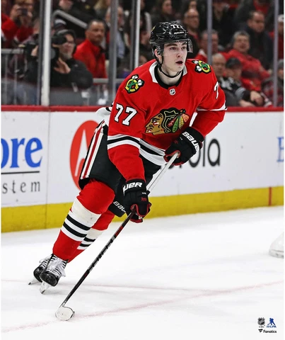 Kirby Dach Chicago Blackhawks Unsigned Jersey Skating 20x24 Photo Cover