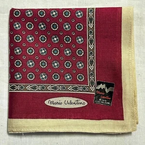Handkerchief Dark Red Cotton Geometric Pattern Vintage Pocket Square Classic 17" - Picture 1 of 4