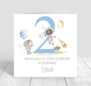 Personalised Boys 2nd Birthday Card Space Birthday, Astronaut Boys Birthday card - Picture 1 of 2