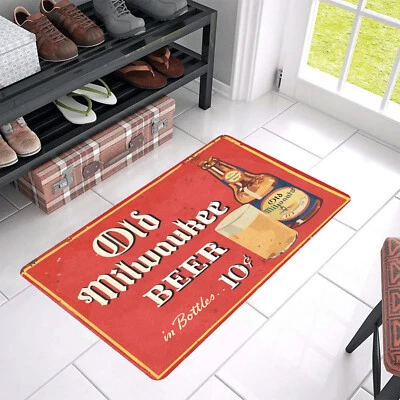 Vintage Style "Old Milwaukee Beer" Door Mat Rug Indoor Outdoor Decor - Image 1 of 4