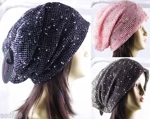 1er Pack Damen Long Netz mit mehrfarbigen Knoten leichte Beanie Mütze Slouchy Cap - Bild 1 von 4