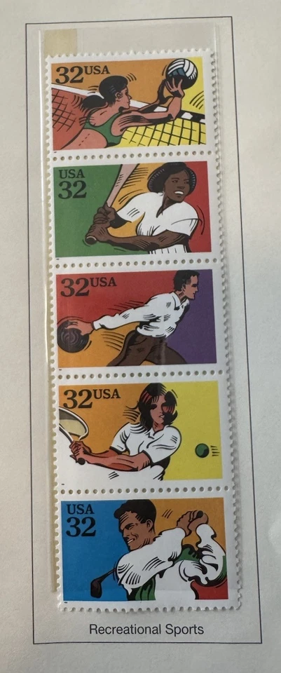 Scott #2961/5.. 32 Cent...Sports...Vertical Strip of 5 In Order - Image 1 of 1