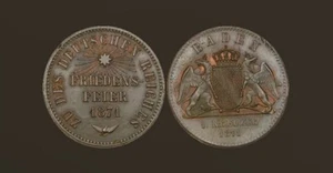 BADEN (German State) 1 Kreuzer 1871 - Victory Over France - aUNC - Picture 1 of 3