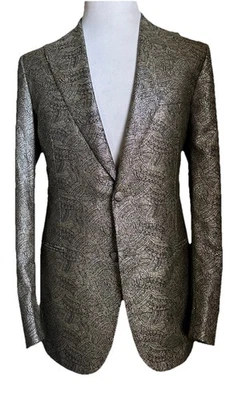 NUEVO CON ETIQUETAS $4900 Isaia Sanita Chaqueta de Cena de Lana para Fumar Gris/Plateado 40R US/50R US Foto 1 de 4