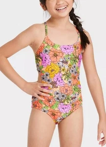 Costume da bagno Cat & Jack e gonna copricostume floreale 4/5 bambina XS - Foto 1 di 7