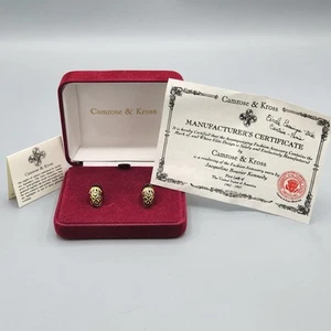 Camrose & Kross Jacqueline Kennedy JBK Parisian Love Circle Black Post Earrings - Picture 1 of 11