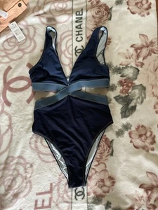 NWT Denim  Cupshe X Jojo Womens One Piece Swimsuit Size L   - Picture 1 of 2