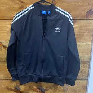 Adidas Originals Track Jacket Youth L Black White Stripes Trefoil Logo Hip Hop - Picture 1 of 12