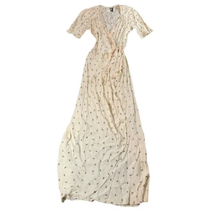 Maxi Vestido Envolvente Reformation Talla Mediana Blanco Floral - Imagen 1 de 14