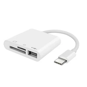 3-Port USB Type C to Card Reader Adapter SD Card Reader For MacBook Pro Laptop F - Picture 1 of 12