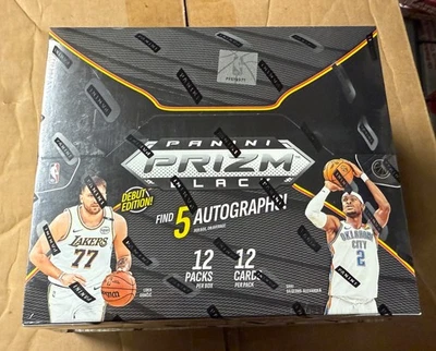 2024 25 Panini Prizm Black Basketball HOBBY BOX Factory Sealed 12 Packs 5 AUTO - Image 1 of 2