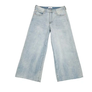 Oat New York High Rise Wide Leg Raw Hem Jeans Damen 30 Light Wash Denim - Bild 1 von 4