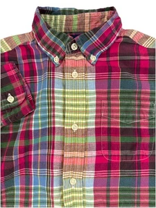 Ralph Lauren Boys’ Madras Plaid Multicolor Button Down Cotton Shirt Size 6 - Picture 1 of 4