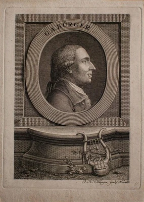 Johann Klinger Gottfried August Bürger Dichter Aufklärung Orig Kupferstich 18 Jh - Bild 1 von 2