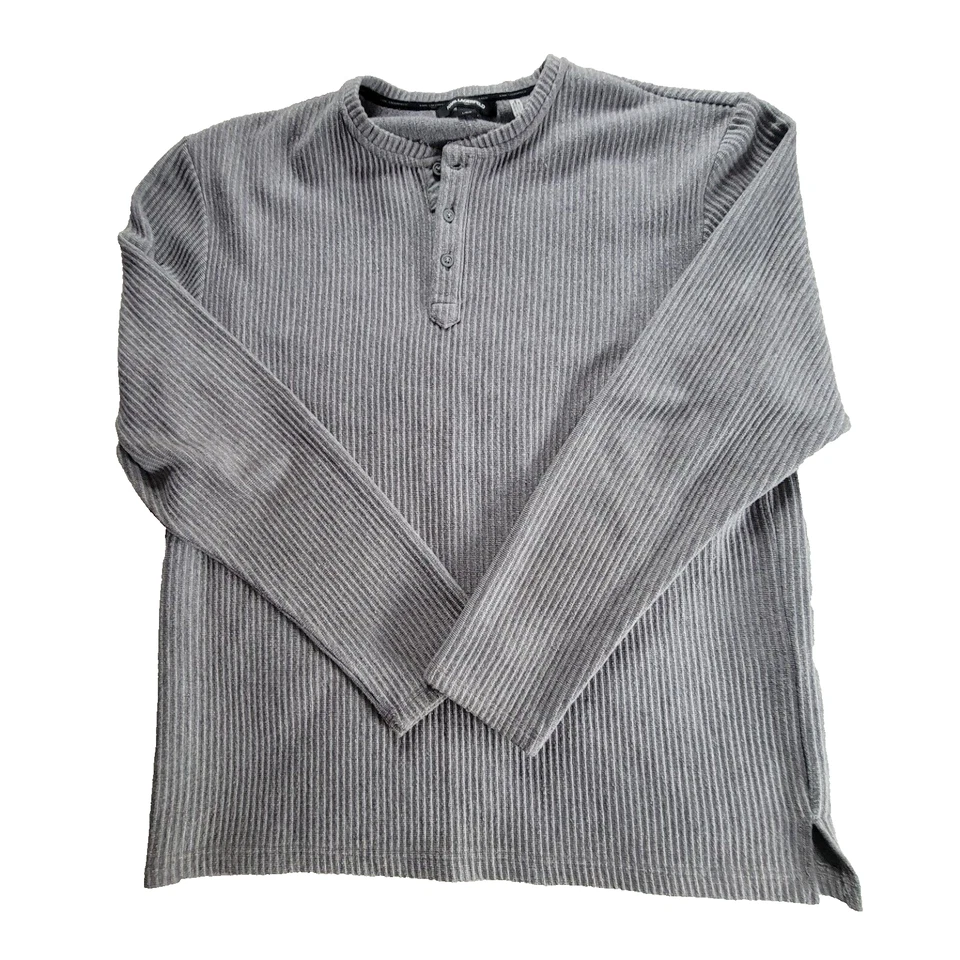 Karl Lagerfeld Paris Men's THERMAL Henley GRAY Top Size LARGE MSRP $119 - Image 1 of 4
