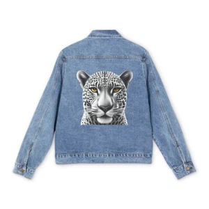 Men's Denim Jacket_Leopard Face Print( Only Back ) - Picture 1 of 7