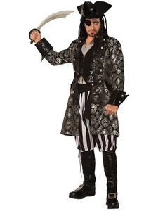 Captain Sterling Skull Pirate Caribbean Fancy Dress Up Halloween Adult Costume - Picture 1 of 4