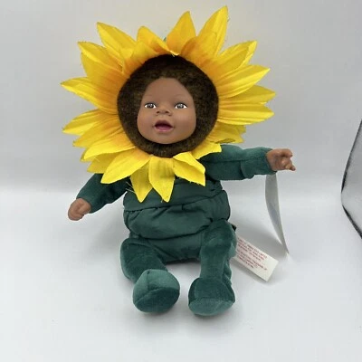 Anne Geddes Baby Sunflower Bean Filled Collection Small Sunflower Baby Doll NEW - Image 1 of 4