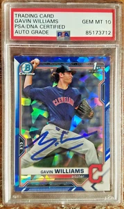 Gavin Williams 2021 1st Bowman Chrome Sapphire Signed Autograph PSA Slab 10 Auto - Picture 1 of 2