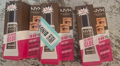 NYX The Brow Glue TBG04 Dark Brown 3-Pack Lot Tinted Brow Styler - Image 1 of 4