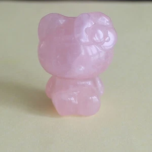 Handmade Carved crystal rose quartz KT cat statue animal figurine home decor - Bild 1 von 6