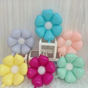 1-6pcs Colour Pastel Daisy Flower Foil Balloons 15" Small Kids Birthday Party UK - Picture 1 of 18