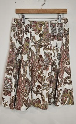CABI Paisley Fit Flare Below Knee Skirt Size 8 - Image 1 of 4