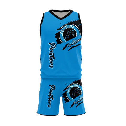 Carolina Panthers V-neck Sports Tank Tops Summer Gym Shorts Mens 2pcs Outfits Cover