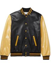 Celine Hedi Slimane SS21 Sequin Sleeve Leather Teddy Jacket 50 Large Drake Rare