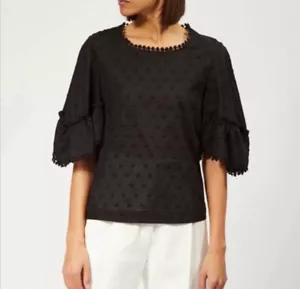 See by Chloe Black Embroidered Flare Sleeve Blouse Size XS - Picture 1 of 15