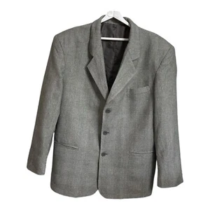 Silk Blend Jacket Australian Made Men Sz 40 Lined Pockets Tweed Herringbone Grey - Picture 1 of 13