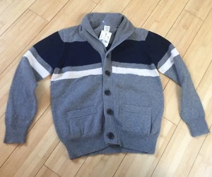 NEW Crewcuts Boys Cardigan Sweater Gray Blues Stripes Classic Size 6/7 - Picture 1 of 3