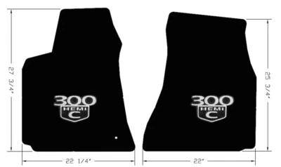 全新! 2005 - 2010 黑色前脚垫克莱斯勒 300 刺绣 300 Hemi 标志 Pr — 第 1/4 张图片