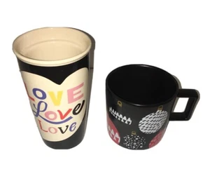 2 Starbucks Mugs. 1 Christmas Ornament Blk/Red & 1 Valentines Or Love Mug Multi - Picture 1 of 11