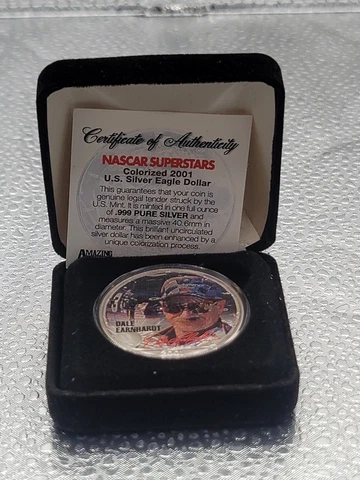 2001 American Silver Eagle Dale Earnhardt Colorized Silver Dollar! Cover