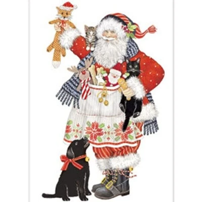 Mary Lake-Thompson Santa Claus & Dog & Cat Toys Holiday Flour Sack Kitchen Towel