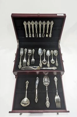 Wallace Grande Victorian Sterling Silver Service for 8, 46 PCS w/ New Chest - Image 1 of 4