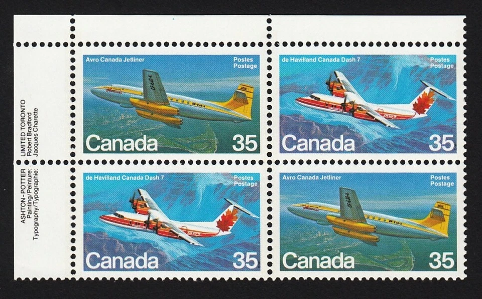 AIRCRAFT, PLANE = Canada 1981 #906a MNH UL BLOCK of 4 Foto 1 de 1