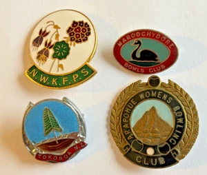 4, VINTAGE BOWLING CLUB Australia & New Zealand - Enamel Brooch Badges - Picture 1 of 2