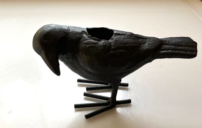 Heavy Metal Black Bird Crow Taper Candle Holder - Image 1 of 4