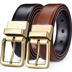 Beltox Men’s Belts Reversible Leather 1.25” Wide 1 for 2 Rotate Buckle - Picture 1 of 9