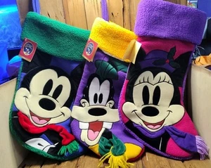 VTG 90s An Enchanted Christmas Mickey Goofy Minnie Fleece Stockings NOS Set Of 3 - Bild 1 von 10